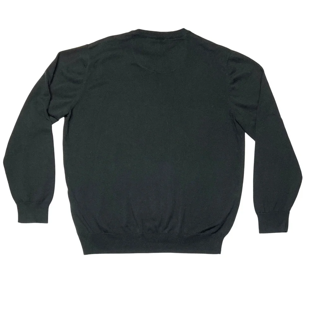 The‎ Savile Row Company London Sweater Men's XXL Black 100% Cotton V-Neck EUC